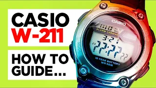 #CASIO W-211 (Module 3091) - How to Set the Time, Date, Alarm, use the Stopwatch and Dual Time!