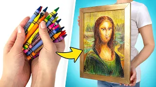 Jak narysować Mona Lisę kredkami świecowymi 🖍