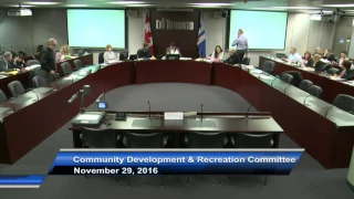 Community Development and Recreation Committee - November 29, 2016