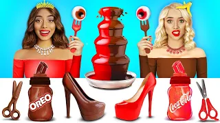 ¡Desafío de fondue de chocolate rico VS pobre! Divertida batalla de chicas por RATATA CHALLENGE