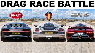 FH5 Dragrace - Bugatti Chiron vs Koenigsegg ONE:1vs Mercedes AMG ONE