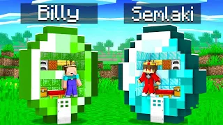 Billy SMARAGD vs Semlaki DIAMANT Winzige Basis Bau Challenge in Minecraft