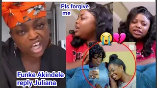 Actress Funke Akindele reacts after Juliana tendered public apology begging for forgiveness.