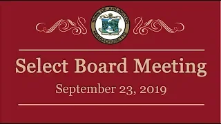 Select Board Meeting - September 23, 2019