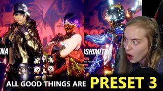 ALMOST ALL THE PRESET 3'S LOOKS GOOD - Reaction All Costumes Tekken 8