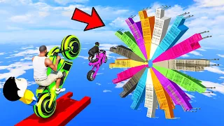 SHINCHAN AND FRANKLIN TRIED THE IMPOSSIBLE COLOURFUL OBSTACLES STAR PARKOUR CHALLENGE GTA 5