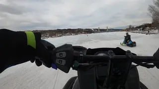 Snowmobiling through houghton MI