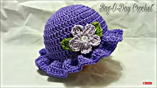 Crochet Easy Ladies Spring Hat Bag O Day Crochet TUTORIAL #199 Subtitles Available in 21 languages