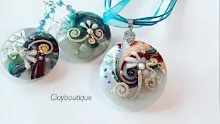 Polymer Clay Faux Lampwork Glass Pendant