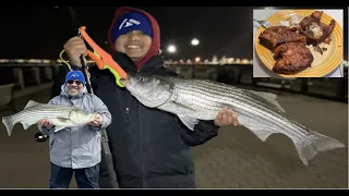 First Spring Striper Catch Clean Cook #fishing