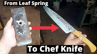 Knife Making - Making A Chef Knife From Scrap Leaf Spring