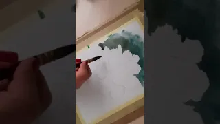 "Белый пион" рисуем акварелью