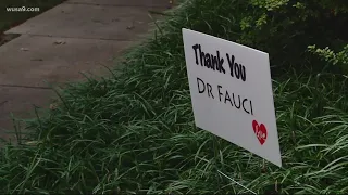 Someone trashed signs thanking Dr. Fauci in the DC neighborhood where he lives