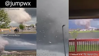 4/29/22 Andover, KS close-range tornado videos SYNCED UP!