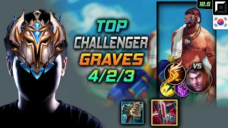 Challenger Graves Top vs Jayce - 챌린저 탑 그레이브즈 철갑궁 기발 - LOL KR 12.5