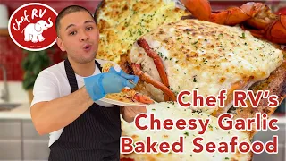 CHEESY GARLIC BAKED SEAFOOD