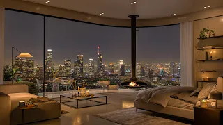 Nighttime Elegance in the City That Never Sleeps | 4K Cozy Bedroom Jazz Ambience 🎷🌃