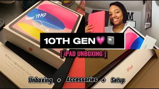 Pink 10th Generation iPAD unboxing💗|Setup/Accessories|and more