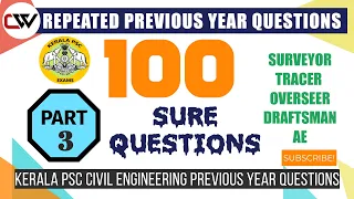 Kerala PSC Civil Engineering REPEATED Questions #3 | TRACER | OVERSEER | DRAFTSMAN | AE | SURVEYOR