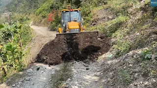 Beautiful Day and Beautiful Hilly Road Leveling Work with Jcb Backhoe