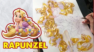 How Rapunzel In My Style | Hair Drawing Skills | Huta Chan