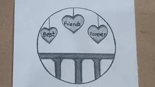 how to draw best friends drawing | circle drawing | pencil drawing | easy drawing #bff #easydrawing