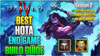 Season 2 BEST END GAME HOTA Barbarian Build Guide | Diablo 4
