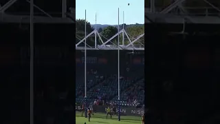 Jamie Elliott recreates his goal after the siren against Essendon