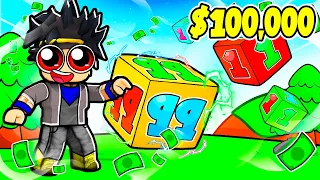 Spending 100,000 Robux to get BIGGEST BLOCK in Merge Simulator Roblox!