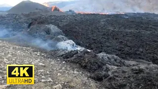 Lava broke to the surface here! Much smokes still. See how close we came to Volcano!  12.08.22 (4K)