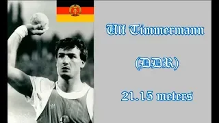 Ulf Timmermann (DDR) SHOT PUT 21.15 meters.