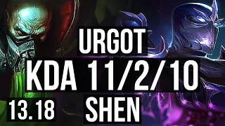 URGOT vs SHEN (TOP) | Rank 3 Urgot, 11/2/10, Dominating | NA Challenger | 13.18