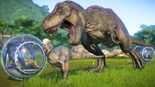 LARGE CARNIVORE HUNTS LARGE HERBIVORE IN JURASSIC PARK  - Jurassic World Evolution