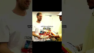 Sebastian Vettel & Lewis Hamilton Swap Helmets 😊 #shorts #f1 #lewishamilton #sebastianvettel