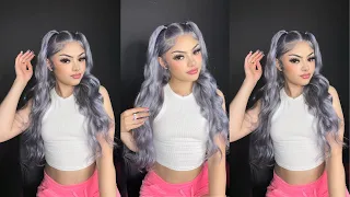 GREY WIG INSTALL with 2 ponytails❄️| HERMOSA HAIR