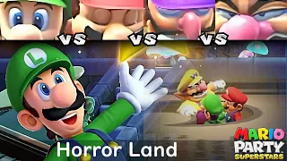 Mario Party Superstars Luigi vs Mario vs Waluigi vs Wario in Horror Land