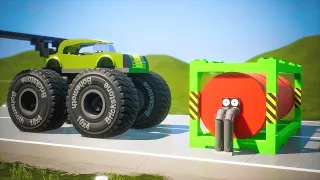 Lego Cars vs Fuel Tank - Brick Rigs