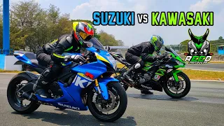 GSX R750 versus Ninja ZX6R