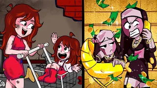 Rich Mom Vs Poor Mom - Girlfriend Vs Sarvente - Friday Night Funkin' Animation | GreenBuzz