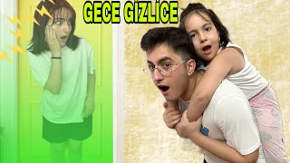 ZEYNEP GECE GİZLİCE KALIP KORKUTTUK HİRANUR/بابا جاب لي بالون - جنى مقداد | طيور بيبي