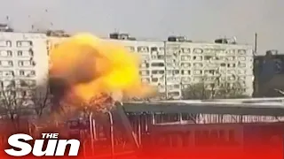 Horror moment Russian missile blows up residential block in Zaporizhzhia