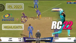 REAL CRICKET 22 RCPL 2023 - Mumbai Indians v Kolkata Knight Riders Match 5 Highlights #rc22 #ipl2023