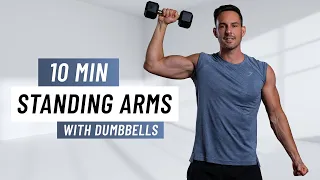 10 MIN STANDING ARM WORKOUT - With Dumbbells - Shoulders, Biceps and Triceps (No Pushups)