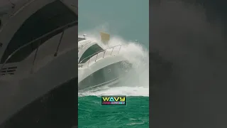 Yacht destroys Hatch and Cushions at Haulover Inlet ! | Wavy Boats
