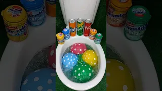 Rainbow Water Balloons VS Coca Cola, Fanta, Sprite and Mentos in Toilet #shorts