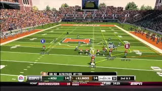 NCAA Football 14 Gameplay: Illinois vs. Michigan State (Xbox 360)