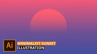 Illustrator Tutorial - Create Minimalist Sunset Illustration Using 2 Shapes