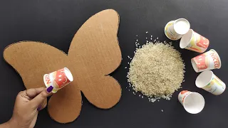 Unique Butterfly Wall Hanging Craft Using Paper Cups and Rice/Best Out Of Waste/Home Decoration