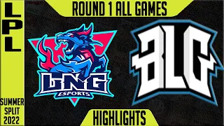 LNG vs BLG Highlights ALL GAMES | LPL Summer 2022 Playoffs Round 1 | LNG Esports vs Bilibili Gaming