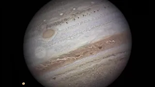 Jupiter with Moon. Slow motion